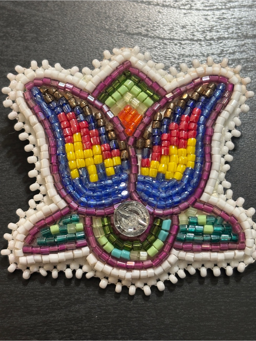 Authentic Indigenous Hand-Beaded Flat Stitch Floral Tulip Earrings - Picture 2 of 6